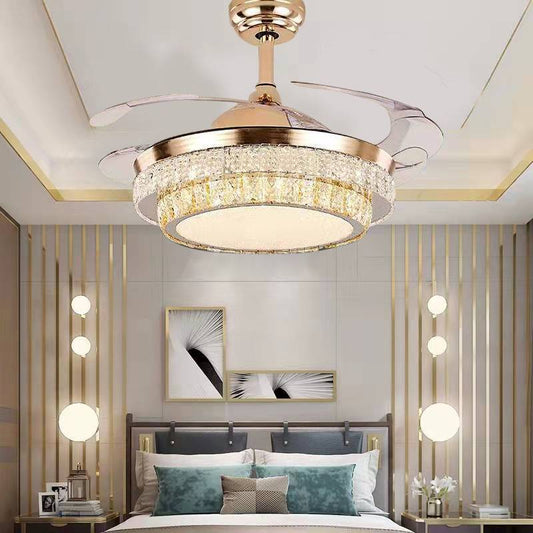 LED Crystal Fan Chandelier Is Suitable For Dining Room And Living Room