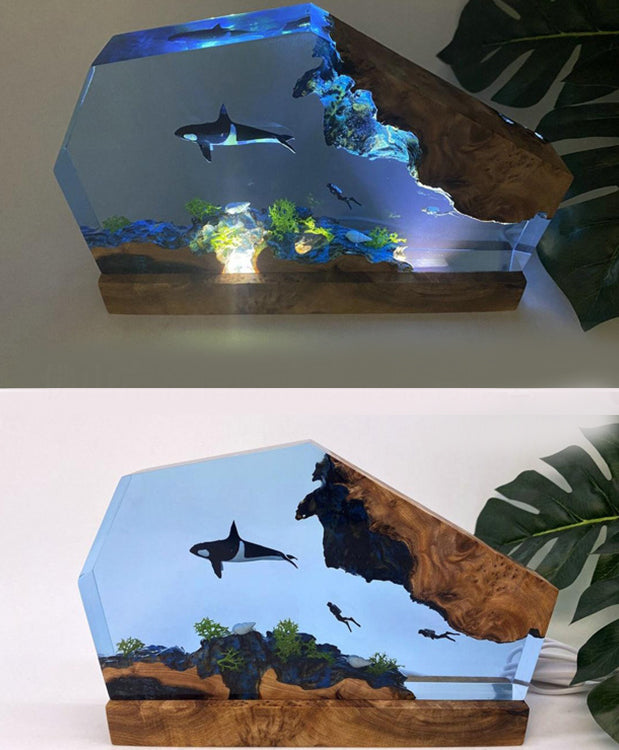 3D Black Whale Ocean Marine Landscape Lamp