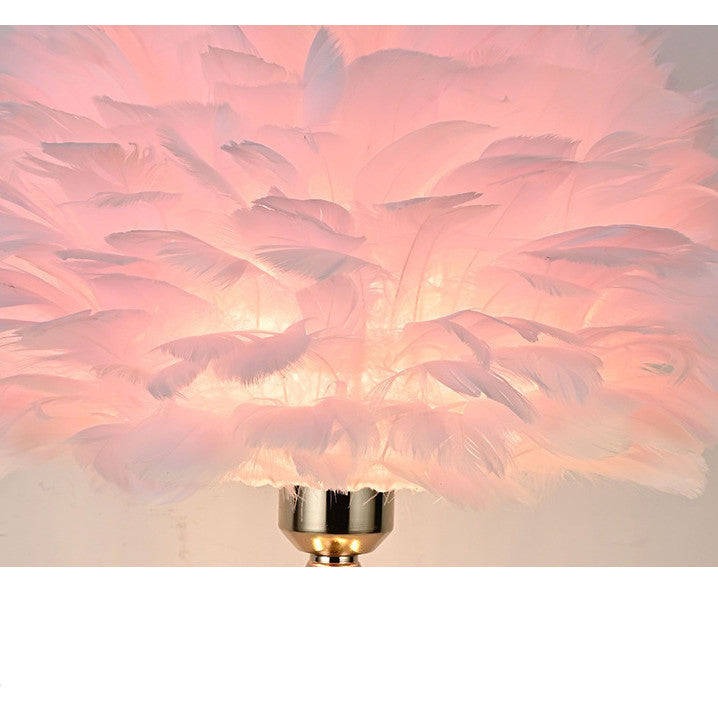 Fashionable And Creative Feather Lamp At The Bedside