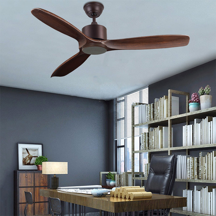 Black Industrial Lightless Living Room, Dining Room, Minimalist Retro Wood Remote Control Electric Fan Light