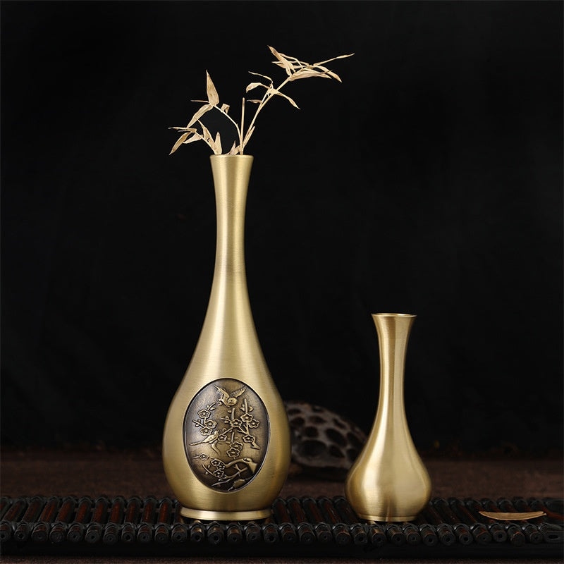 Pure Brass Vase Carving Decoration Mini