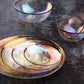 New Rainbow Ion Plated Hammer Pattern Glass Plate Luxury Dinnerware Set