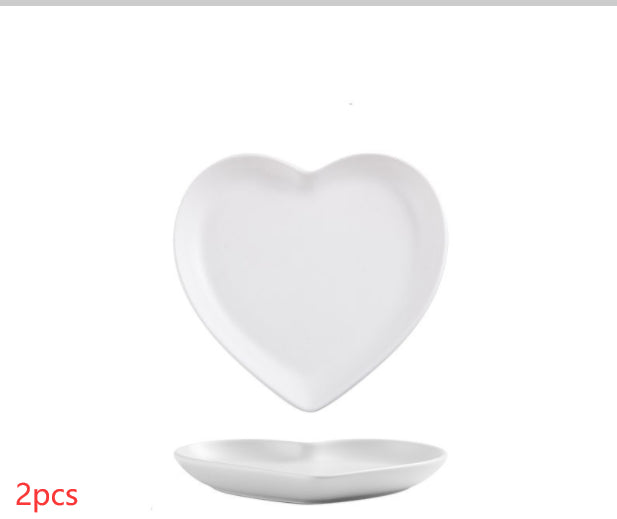 Heart Deco Pastel Ceramic Stone Dinner Plate Set