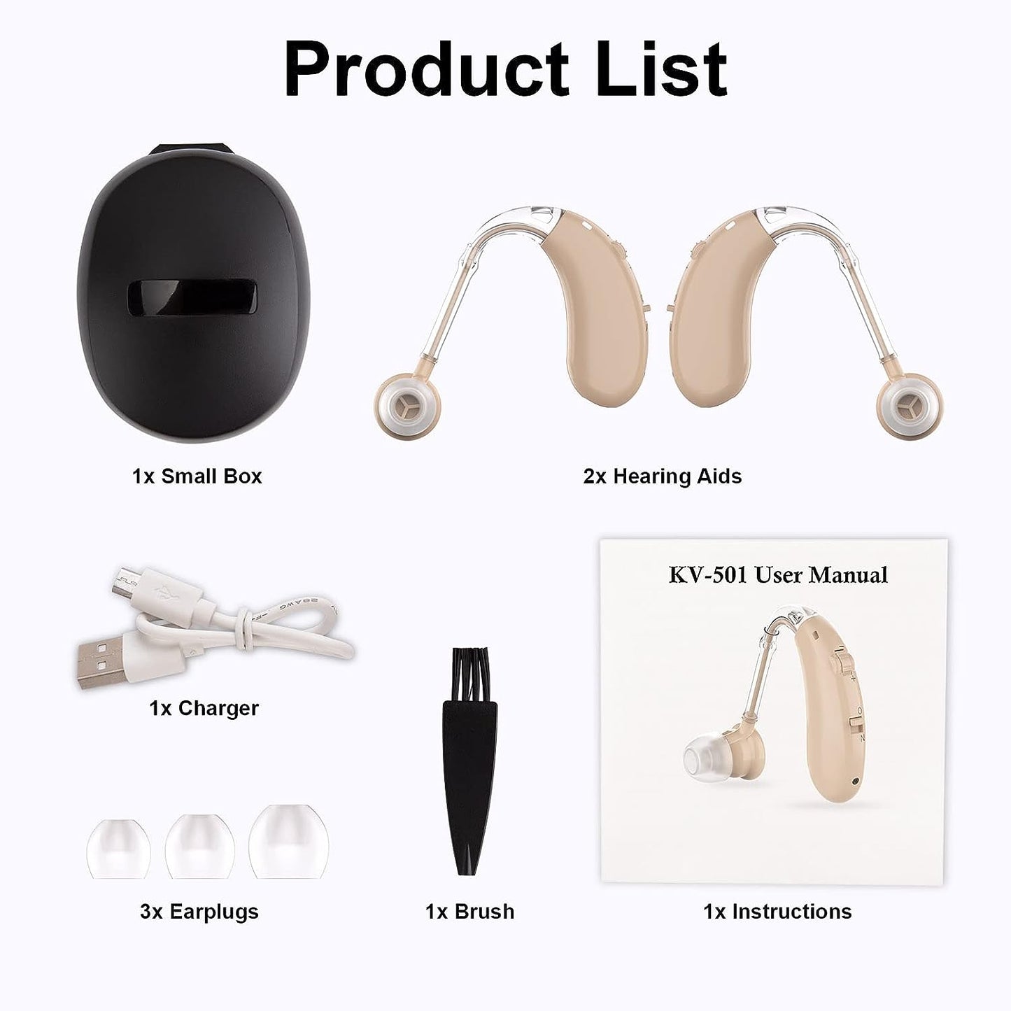 Hearing Aids For Seniors Rechargeable With Noise Canceling, Hearing Amplifier For Adults, Sound Amplifier For Hearing Loss - In Ear - With Volume Control