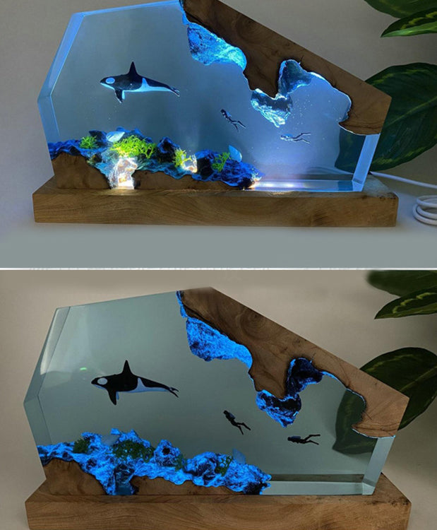 3D Black Whale Ocean Marine Landscape Lamp