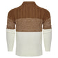 Men's Casual Color Block Long Sleeve Cable Knit Pullover Sweater