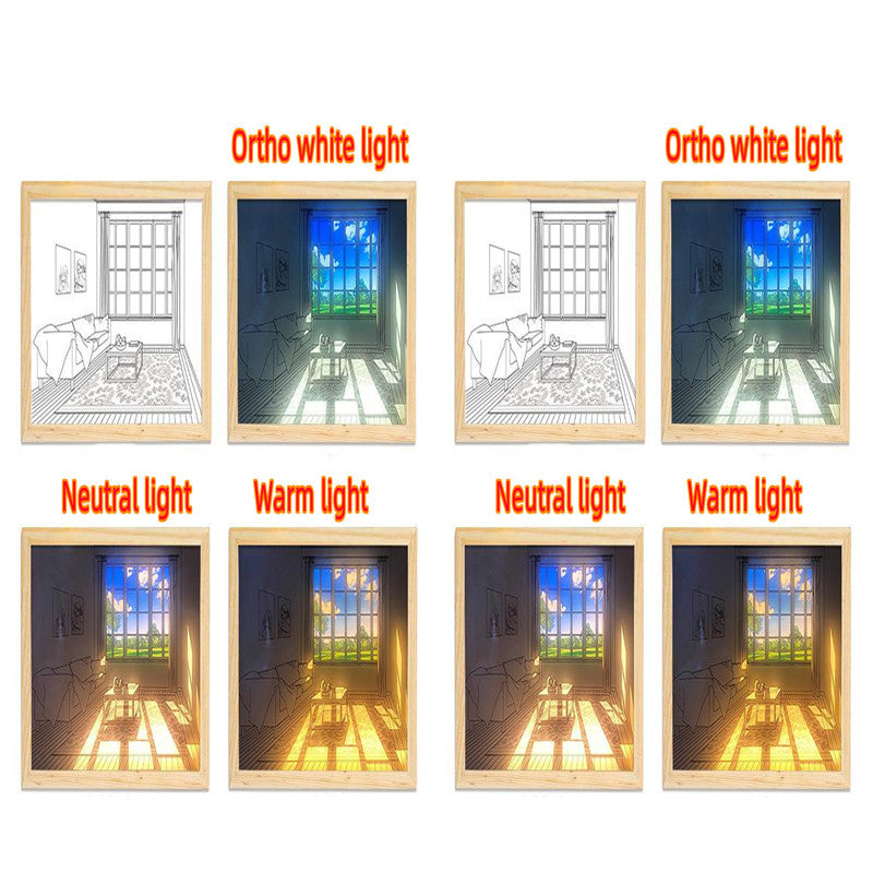 Illuminated Picture LED Decorative Light Painting Bedside Picture Style Creative Modern Simulate Sunshine Drawing Night Light Gift