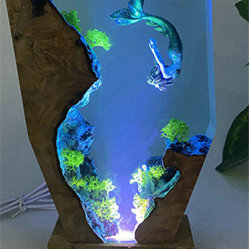 Swimming Mermaid Scenic Ocean Landscape Lamps