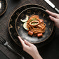 Luxury Black Matte Asian Stoneware Dinnerware Set