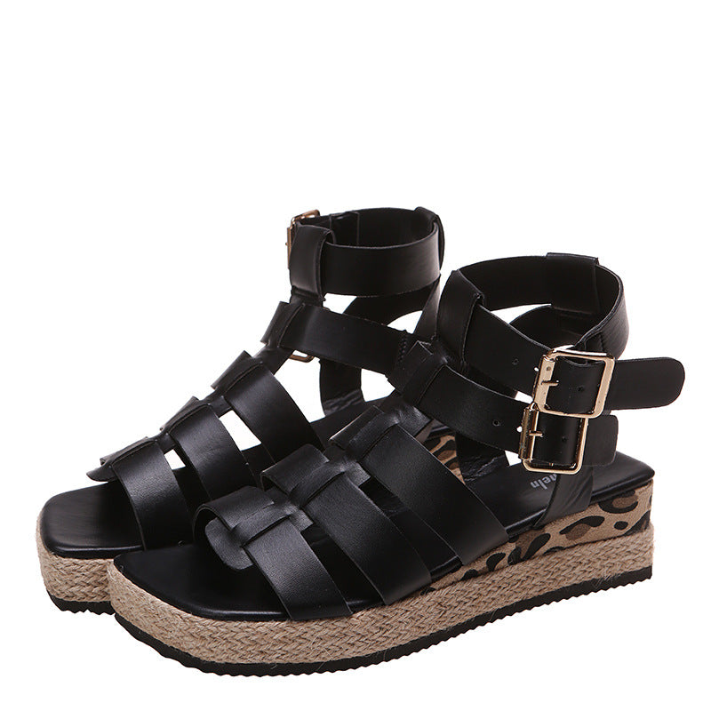 New Fashion Woven Hemp Rope Platform Wedge Sandals For Women