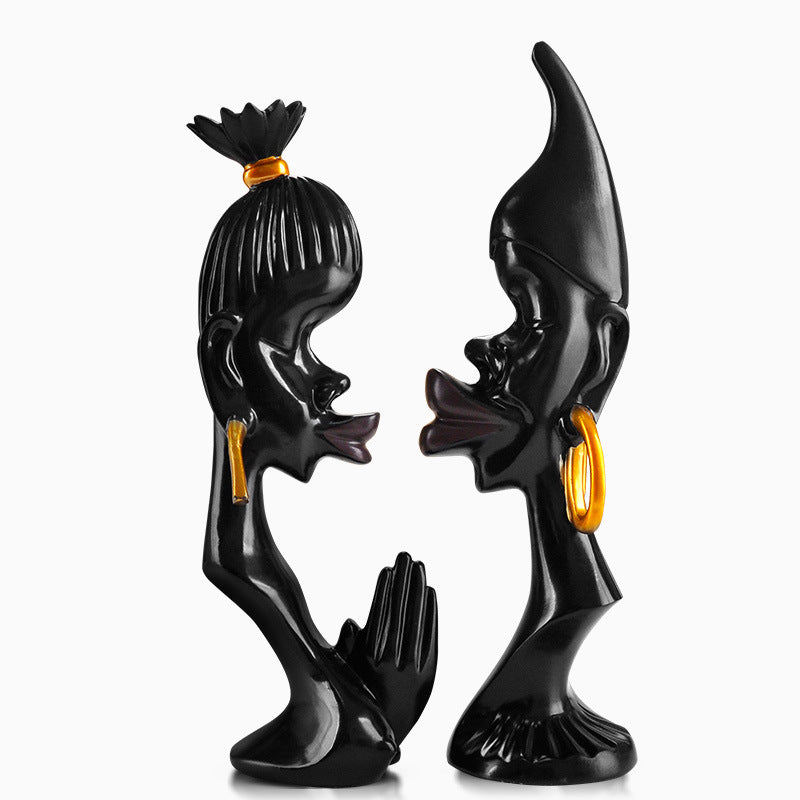 Black Couple Ornament Decoration Abstract Art Sculpture