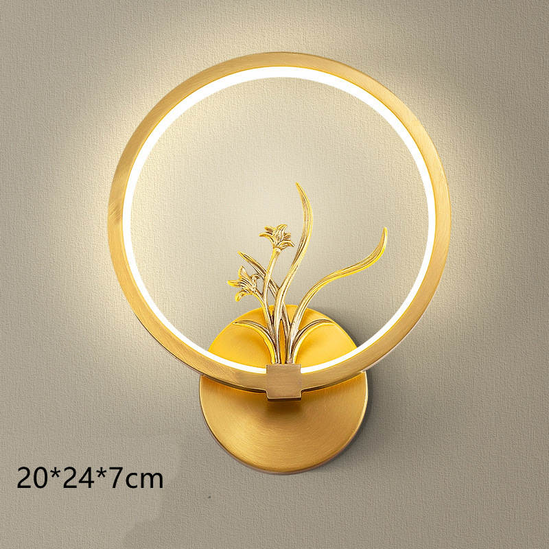 Light Luxury Background Wall Modern Zen Round Copper Wall Lamp