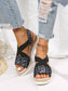 Summer Wedge Sandals Women Fashion Pattern Ankle-strap Buckle Sandals Women