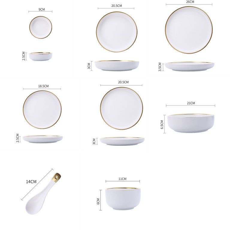 Luxury White Ceramic Stoneware Dinnerware Set