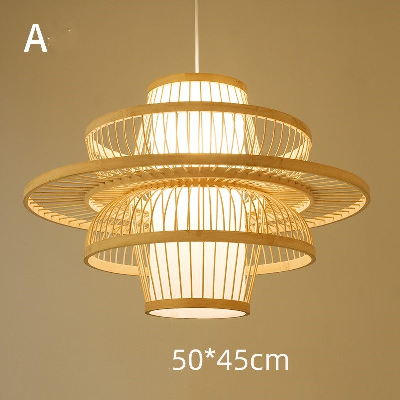 Bamboo Chandelier Chinese Restaurant Hotel Homestay Bedroom Balcony Lantern Rice Lamp