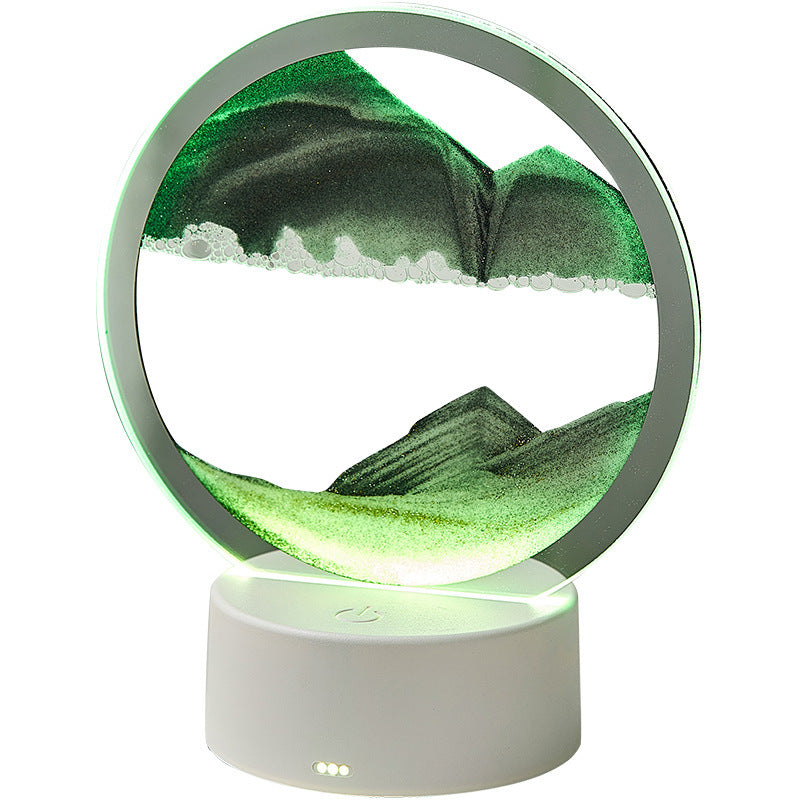 Immersive Flowing Quicksand Art Round Frame Lamp