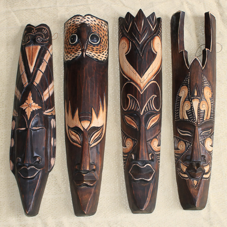 Facial Mask Wood Carving European Style Wall Decorative Wall Ornaments