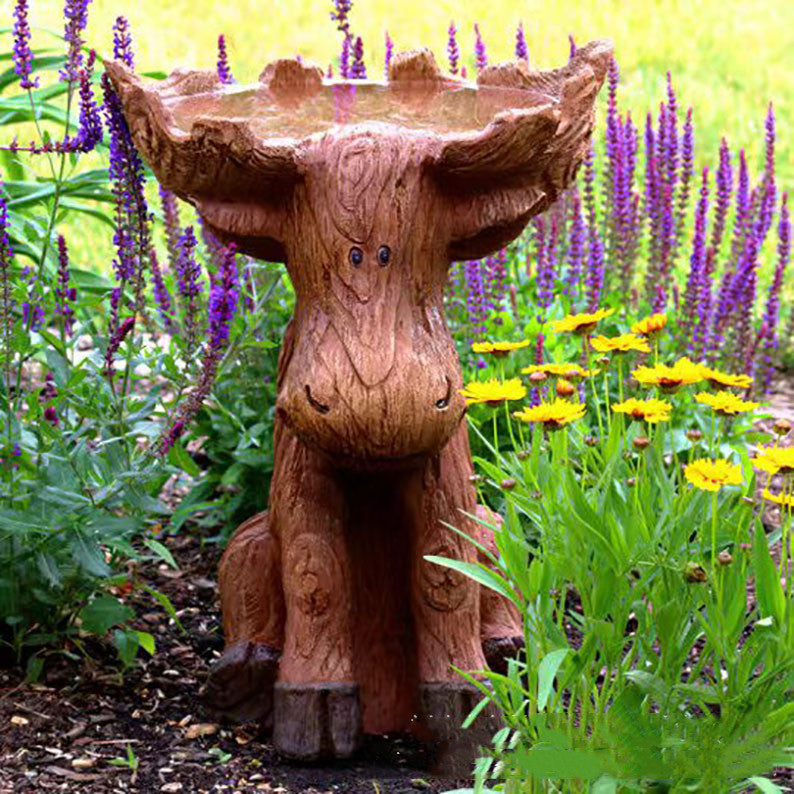 Outdoor Courtyard Moose Statue Feeder Ornaments