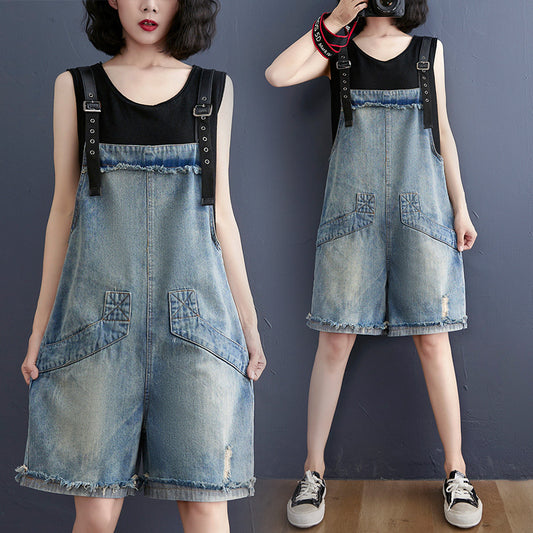 New Literary Large Size Fat Sister Jean Suspenders Female