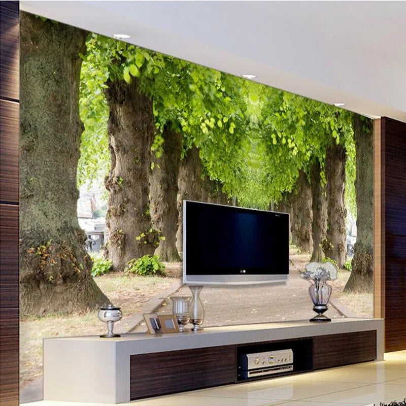 Custom 3D Mural Wallpaper Forest Road Living Room Sofa Bedroom TV Background Non-woven Photo Wallpaper Murals Decor Wall Art