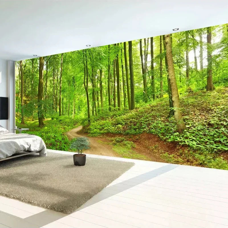 Custom 3D Photo Wallpaper Forest Tree Small Road Wall Mural Wall Painting For Living Room Bedroom Home Decor Papel De Parede