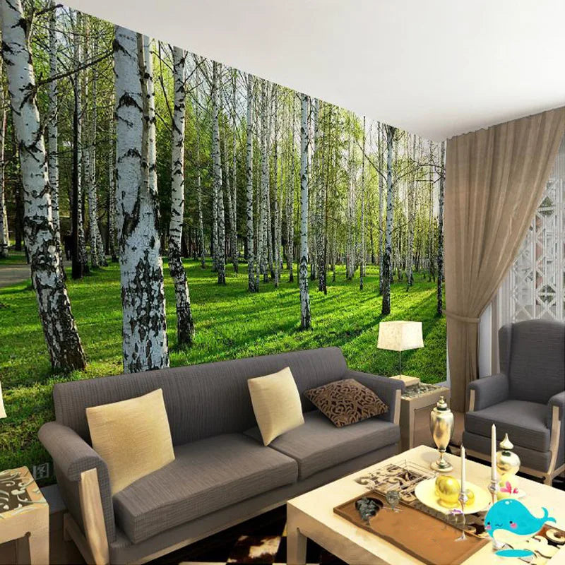 Custom Mural Wall Papers Birch Forest Natural Landscape Photo Wallpaper Restaurant Living Room Bedroom Interior Decor Sticker