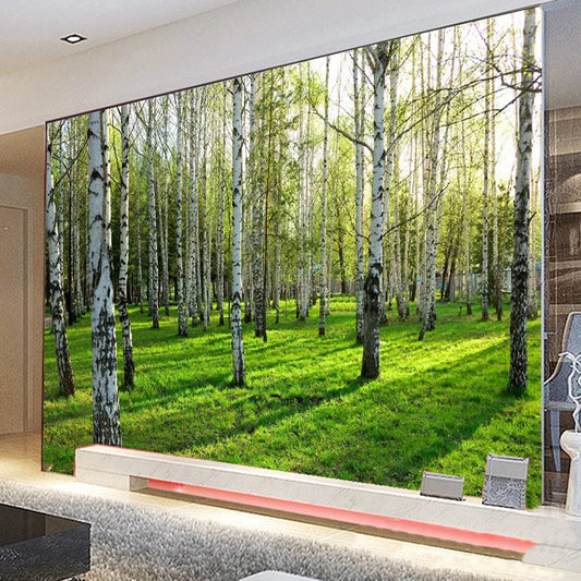 Custom Mural Wall Papers Birch Forest Natural Landscape Photo Wallpaper Restaurant Living Room Bedroom Interior Decor Sticker