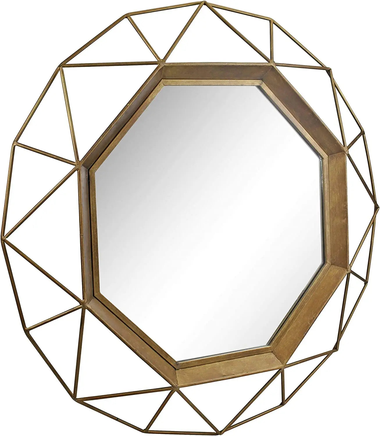 Gold Geometric Wall Mirror, 30 X 30 Gold Frame Mirror For Wall Bathroom, Living Room, Bedroom, Office, And Entryway