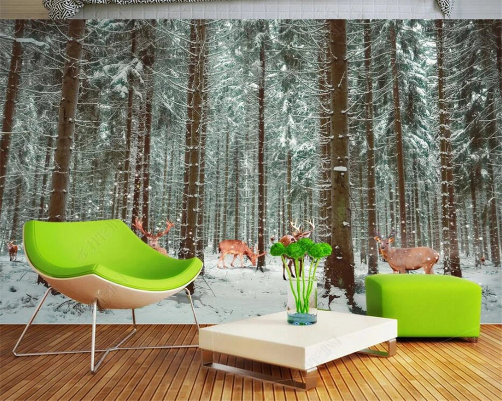 Custom 3D Photo Wallpaper Forest elk scenery Wall Painting Living Room Bedroom Background Wall Mural papel de pared