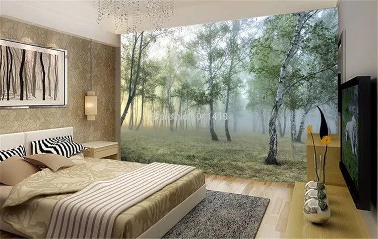 Photo Wallpaper 3D Green Forest Nature Landscape Murals Living Room TV Sofa Study Backdrop Wall Painting Papel De Parede 3D Sala