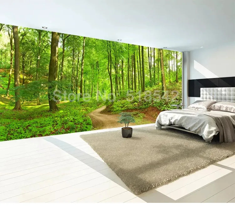 Custom 3D Photo Wallpaper Forest Tree Small Road Wall Mural Wall Painting For Living Room Bedroom Home Decor Papel De Parede