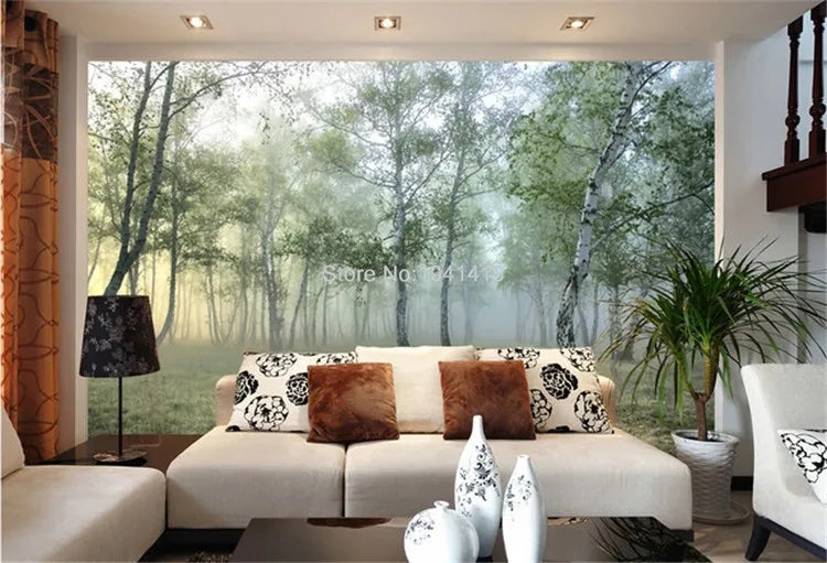 Photo Wallpaper 3D Green Forest Nature Landscape Murals Living Room TV Sofa Study Backdrop Wall Painting Papel De Parede 3D Sala