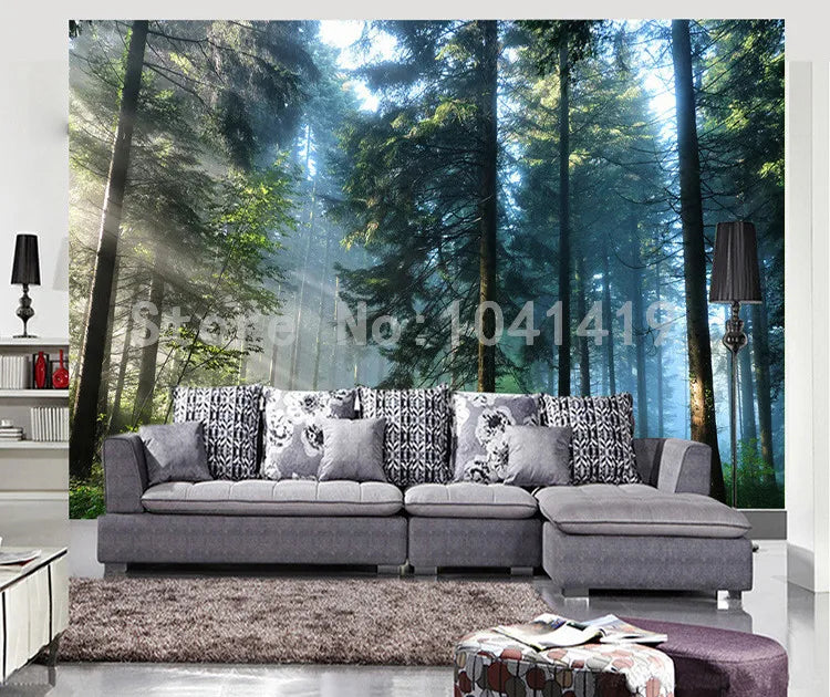 Custom 3D Sunshine Forest Nature Landscape Photo Mural Wallpaper Living Room Bedroom Backdrop Wall Design Mural Papel De Parede