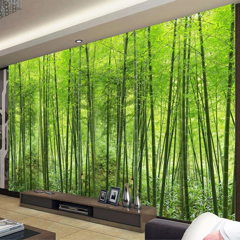 Nature Landscape Green Bamboo Forest Photo Mural Customized Size 3D Wallpaper For Wall Living Room TV Sofa Background Wall Decor