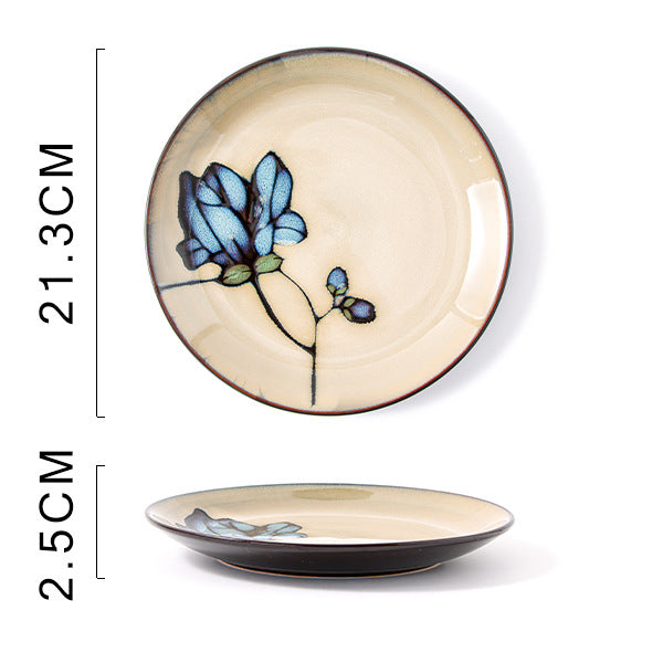 Glaze Kiln Hand Painted Ceramic Plate Cutlery