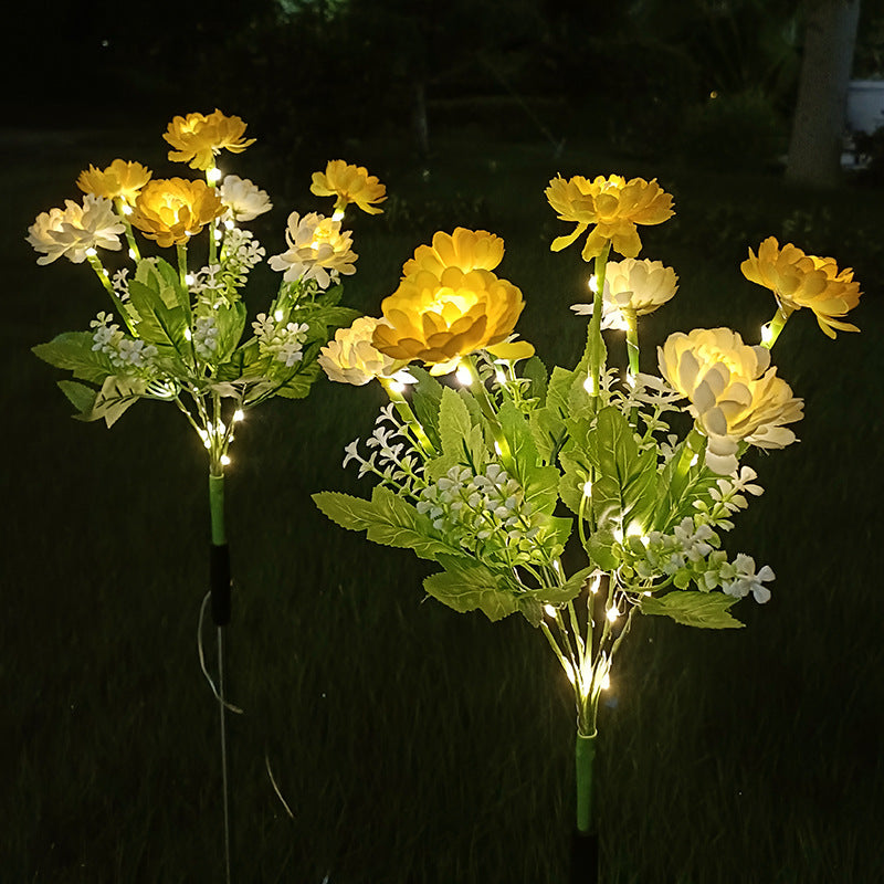 7-head Solar Snow Lotus Festive Lantern Outdoor Simulation