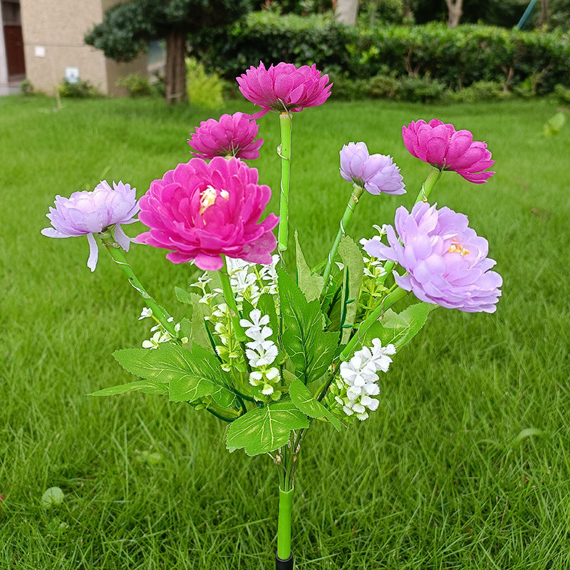 7-head Solar Snow Lotus Festive Lantern Outdoor Simulation