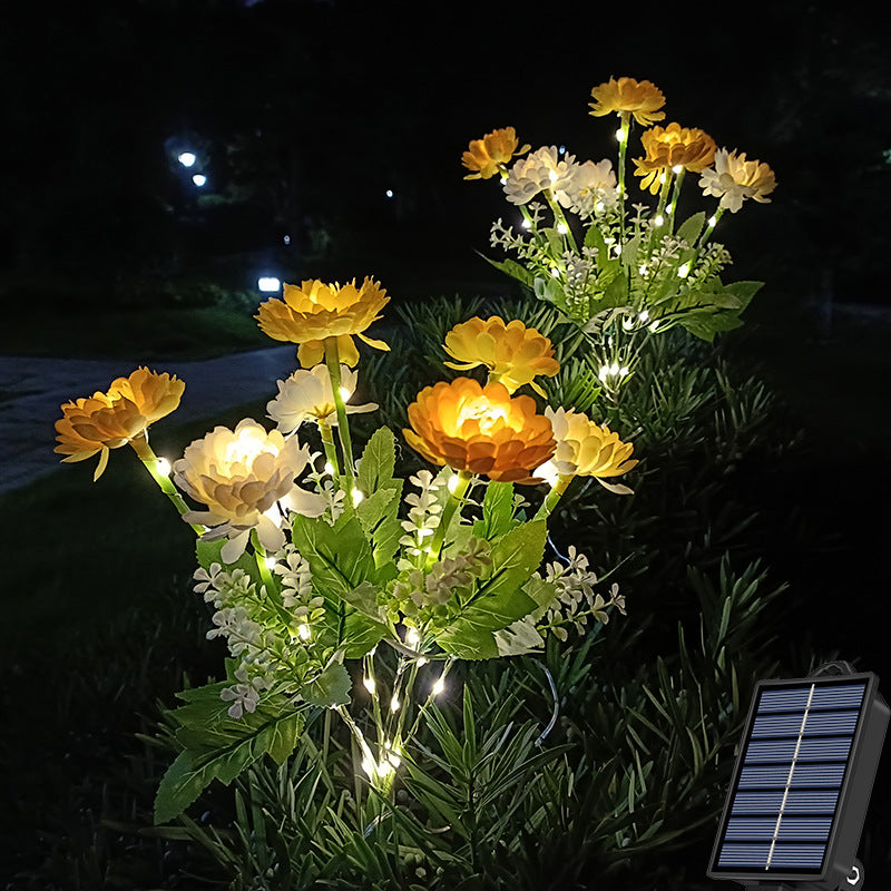 7-head Solar Snow Lotus Festive Lantern Outdoor Simulation