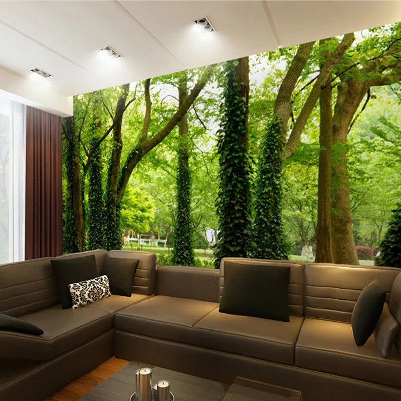 Photo Wallpaper Modern Simple Green Forest Nature Landscape 3D Panel Wall Mural Living Room Background Wall Home Decor Wallpaper