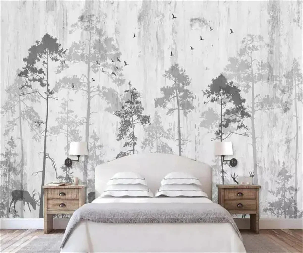 Custom photo wallpaper mural Nordic hand-painted dream forest elk TV background wall papel de parede 3d wallpaper