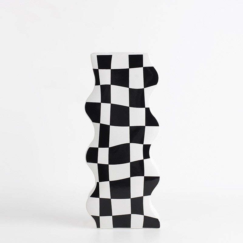 Checkerboard Ceramic Vase Ornaments