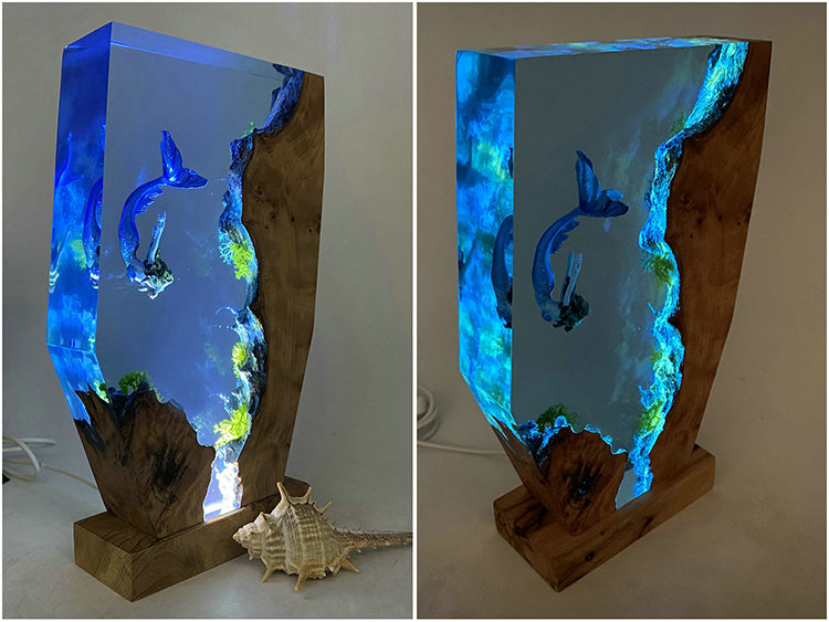 Swimming Mermaid Scenic Ocean Landscape Lamps