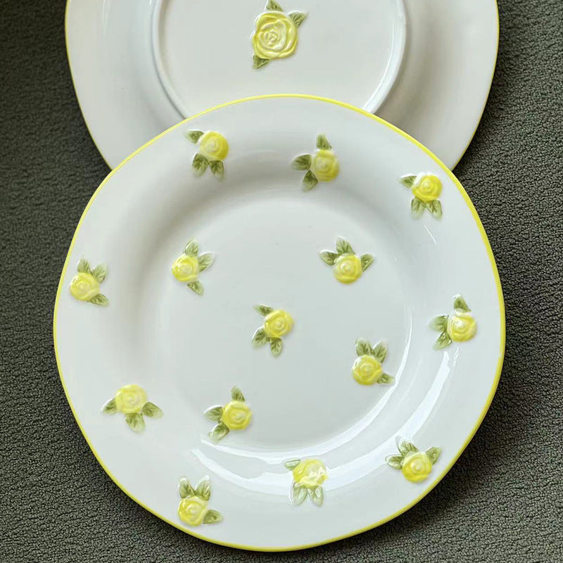 Underglaze Embossed Ceramic Snack Plate