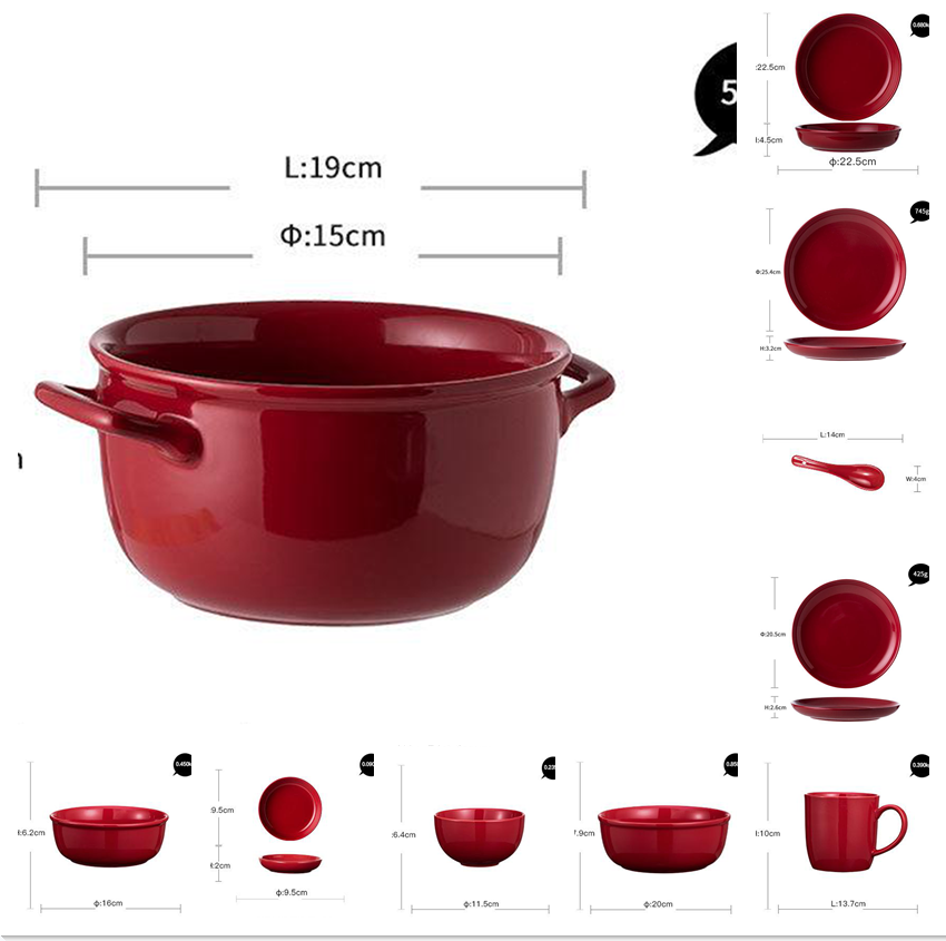 Candy Apple Red Luxury Stoneware Pottery Dinnerware Set