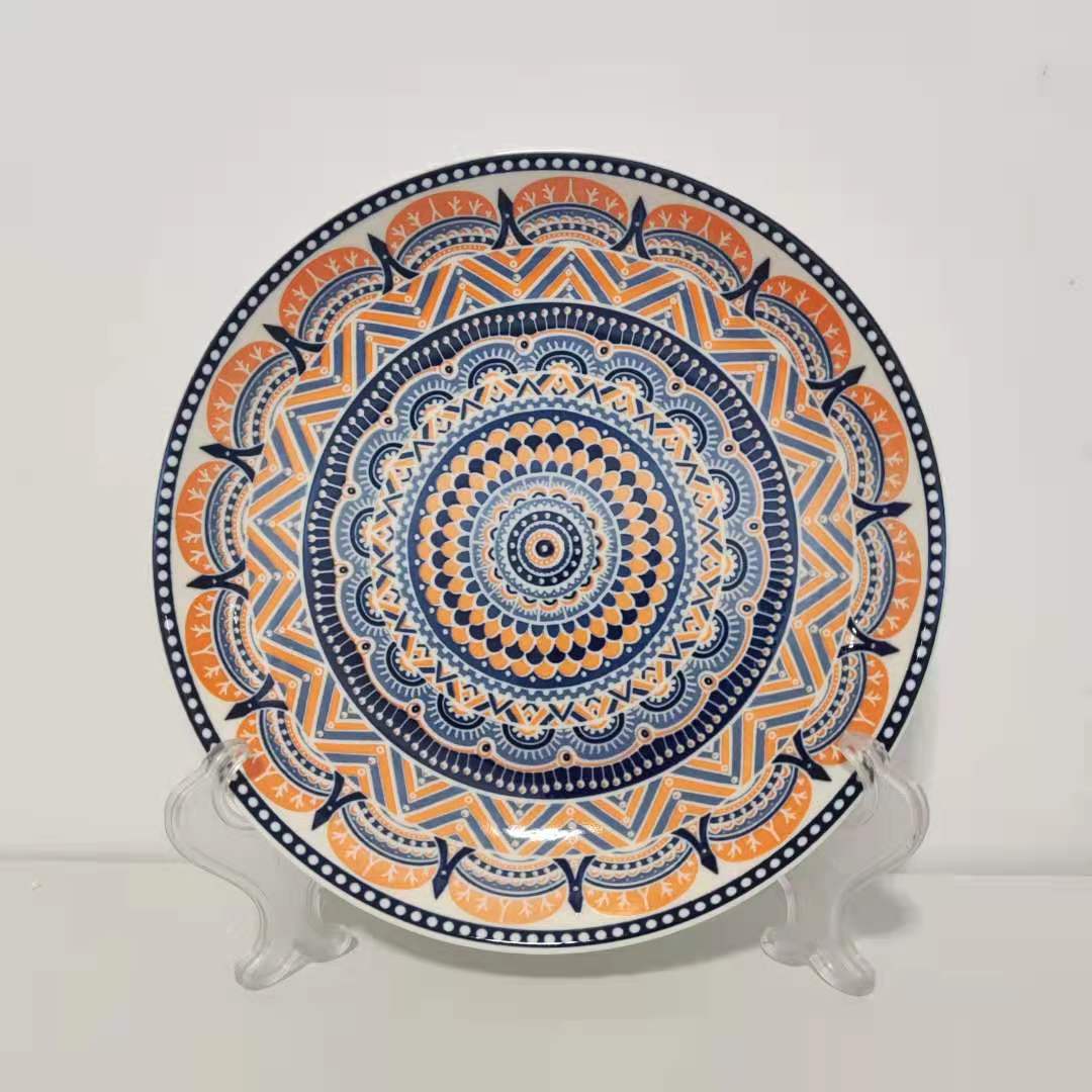 New 8Inch Boho Ceramic Breakfast Plate 4pcs