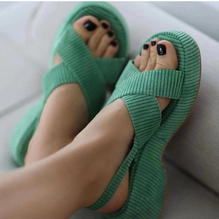 Lazy Suede Cross Strap Casual Fashion Open Toe Sandals For Women