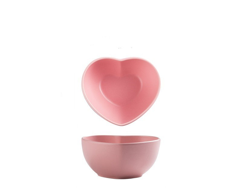 Heart Deco Pastel Ceramic Stone Dinner Plate Set