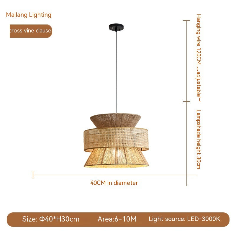 Japanese Style Hemp Rope Ceiling Lamp