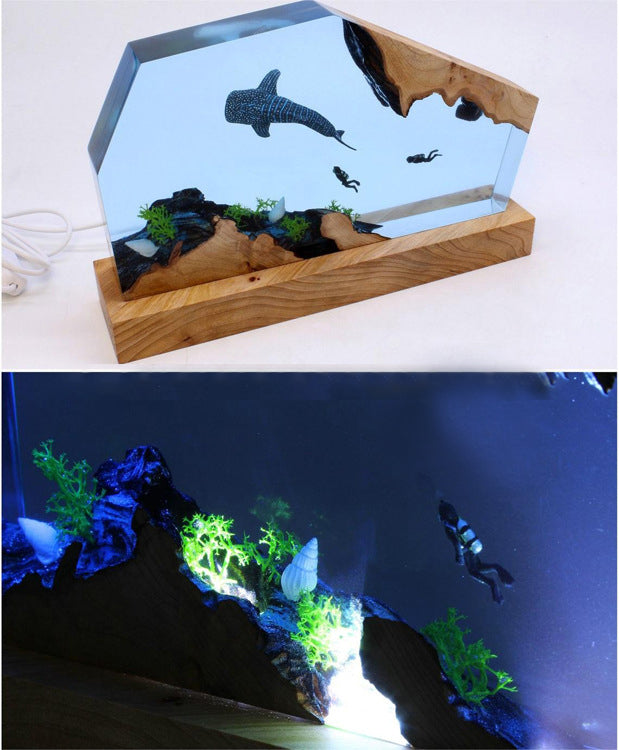 3D Black Whale Ocean Marine Landscape Lamp