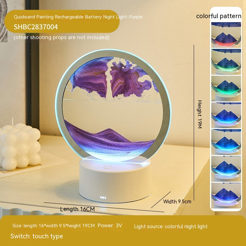 Immersive Flowing Quicksand Art Round Frame Lamp